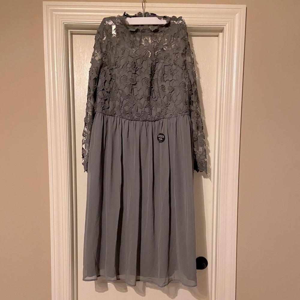 Chi Chi London Plus lace midi dress in charcoal gray from ASOS
